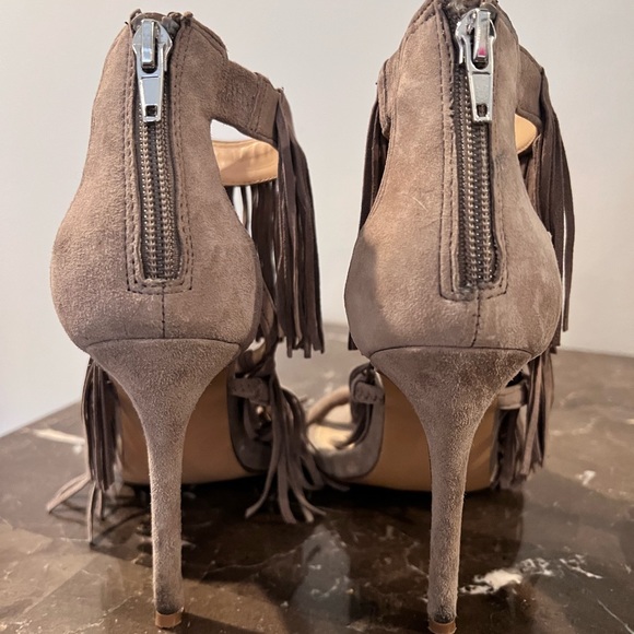 Steve Madden Taupe Fringe Heels - Picture 2 of 2
